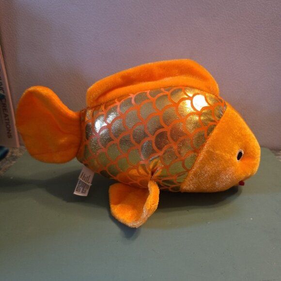 10" Goldfish Orange Plush Parade Stuffed Animal Toy Shiny Gold Scales - Picture 5 of 8